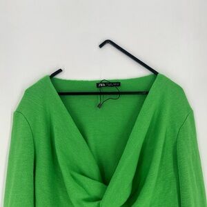 Zara Front Twist Knot Cowl Knit Long Sleeve Sweater